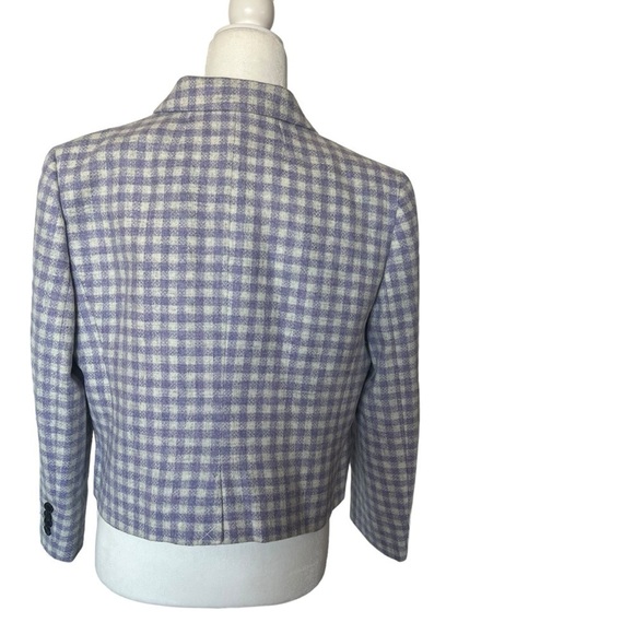 J.Crew Cropped double breasted blazer in Size 14 Heather Grey Purple Plaid - Picture 3 of 14